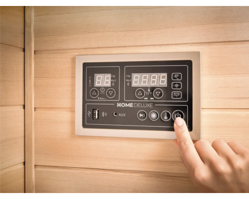 Ovládací panel sauny Home Deluxe s digitálním displejem a různými ovládacími prvky