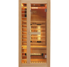 Infračervená sauna s prosklenými dveřmi a dřevěným rámem