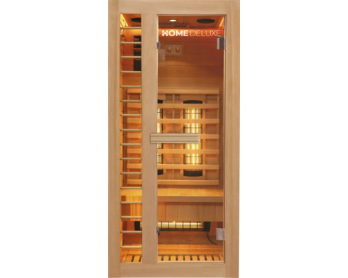 Infračervená sauna s prosklenými dveřmi a dřevěným rámem