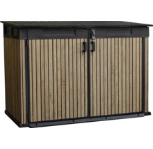 Zahradní skříň s dřevěnými dveřmi pro venkovní použití