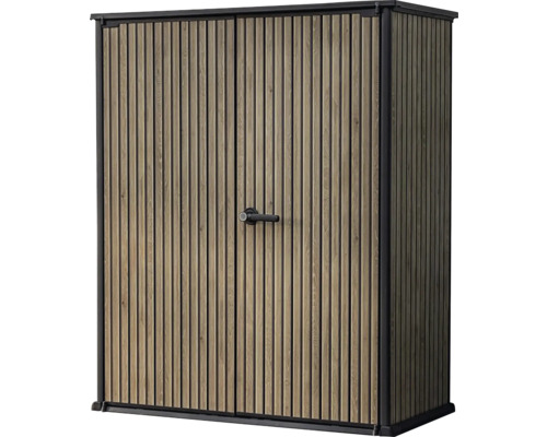 Zahradní skříň se dvěma dveřmi a rukojetí