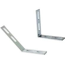 Dva kovové úhelníky s podélnými otvory