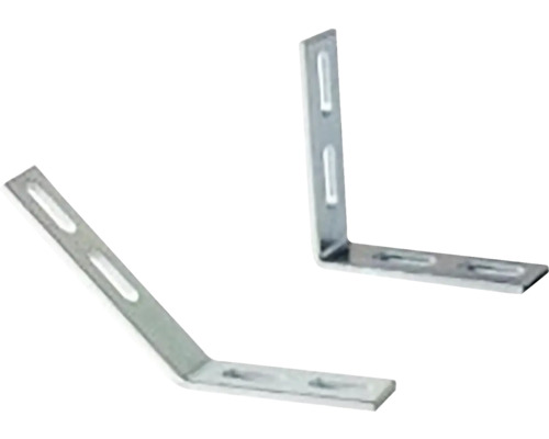 Dva kovové úhelníky s podélnými otvory