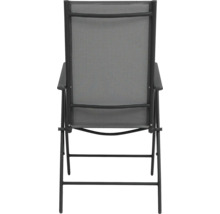 Zahradní křeslo s textilním potahem a područkami, pohled zezadu