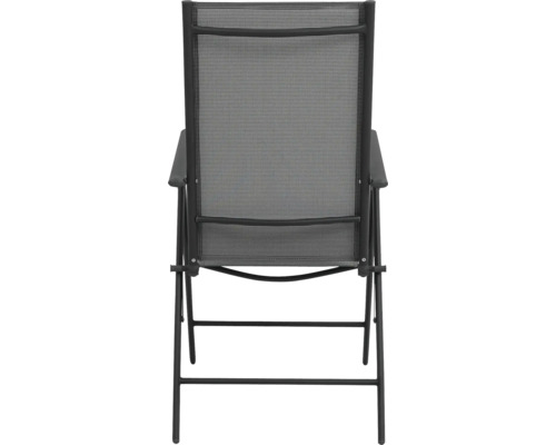 Zahradní křeslo s textilním potahem a područkami, pohled zezadu