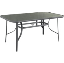 Obdélníkový zahradní stůl se skleněnou deskou a kovovým rámem