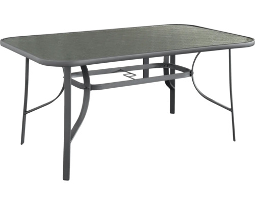 Obdélníkový zahradní stůl se skleněnou deskou a kovovým rámem