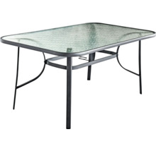 Zahradní stůl se skleněnou deskou a kovovým rámem
