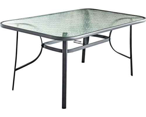 Zahradní stůl se skleněnou deskou a kovovým rámem