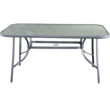 Zahradní stůl se skleněnou deskou a kovovým rámem