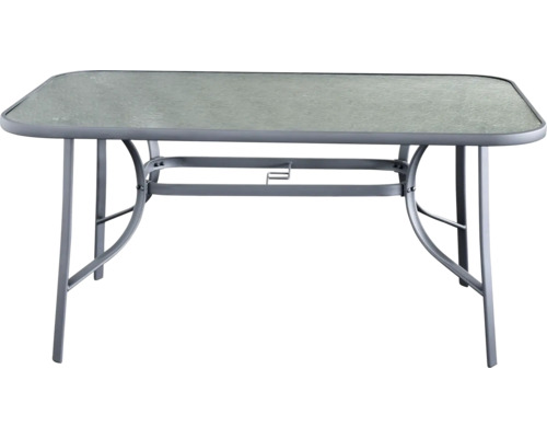 Zahradní stůl se skleněnou deskou a kovovým rámem