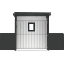 Kovový zahradní domek s oknem a dvoukřídlými dveřmi