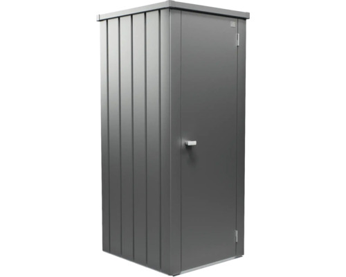 Kovová zahradní skříň s dveřmi a rukojetí