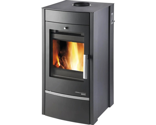 Krbová kamna s výměníkem Haas & Sohn ocel černá 10,2 kW Krbová kamna s prosklenými dvířky a ohněm na dřevo