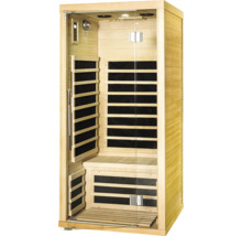 Infračervená sauna se skleněnými dveřmi a dřevěným obložením