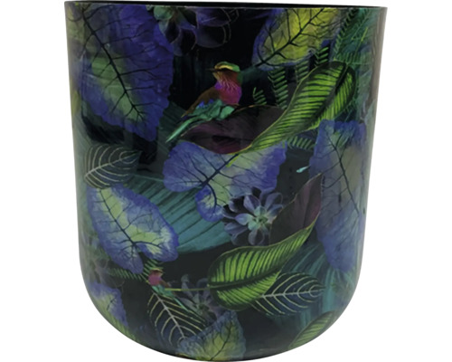 Dekorativní květináč s motivem listů a ptáků