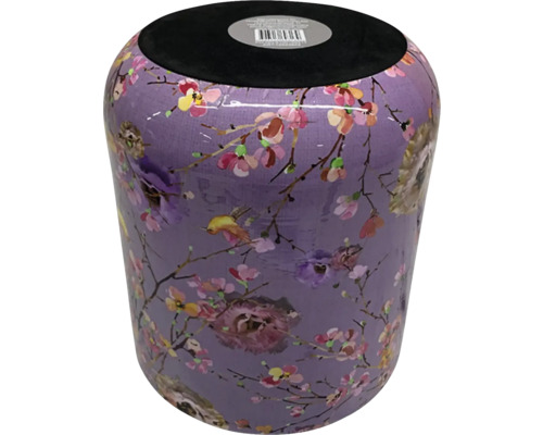 Stolička s květinovým vzorem a motivy ptáků