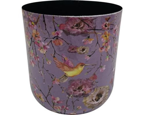 Květináč s motivem ptáčka a květin