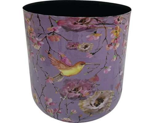 Květináč s motivem ptáka a květin