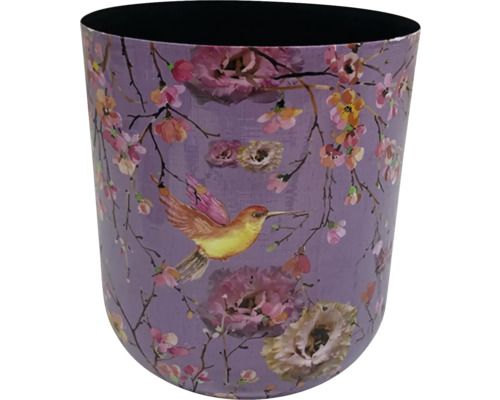 Květináč s motivem ptáka a květin