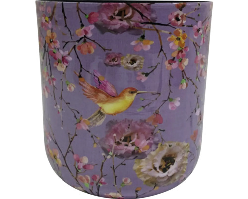 Květináč se vzorem ptáka a květin