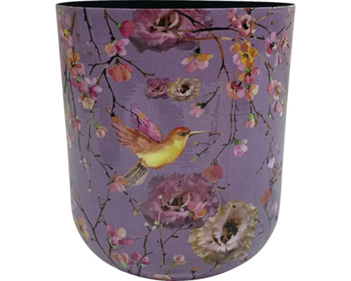 Květináč se vzorem ptáčka a květin