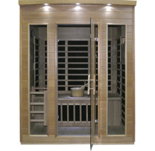 Infrasauna ze dřeva se skleněnou přední stranou a příslušenstvím
