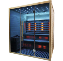 Vnitřní sauna s infračervenými zářiči a skleněnými dveřmi