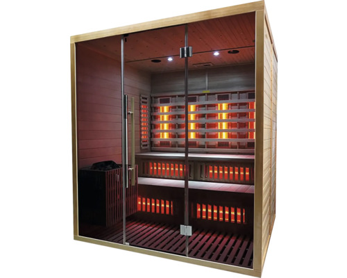 Infračervená sauna s prosklenou přední stranou a dřevěným obložením