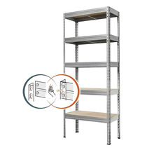 Kovový regál s pěti policemi a zacvakávacím systémem