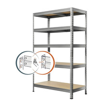 Kovový regál s pěti policemi a zacvakávacím mechanismem