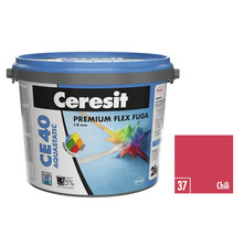 Ceresit Premium Flex spárovačka CE 40 Aquastatic v kbelíku s barevným vzorkem Chili