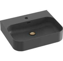 Šedé keramické umyvadlo na desku s oblými tvary