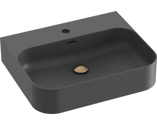 Šedé keramické umyvadlo na desku s oblými tvary