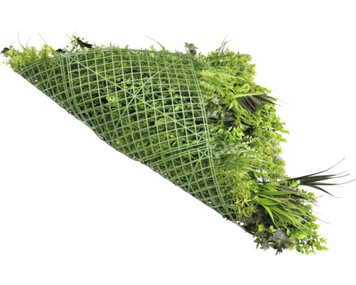 Umělá rostlinná rohož s různými travinami a listy