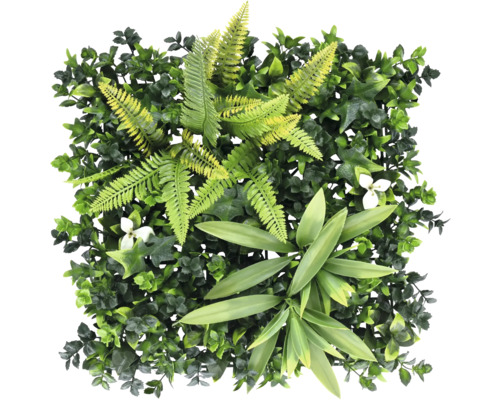 Umělá zelená stěna s kapradinami a listy pro dekoraci