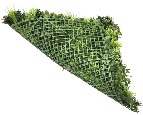 Umělá travní rohož s různými travinami a rostlinami