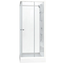 Sprchový kout se skleněnými dveřmi a sprchovou baterií