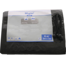 Černá tkaná plachta o rozměrech 2 x 3 metry a plošné hmotnosti 90 gramů na metr čtvereční.