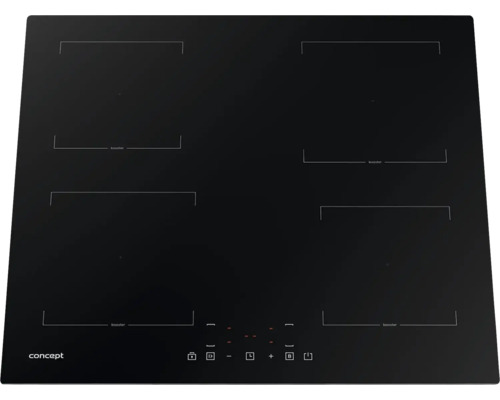 Černá indukční varná deska Concept se čtyřmi varnými zónami.