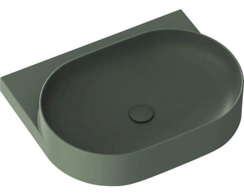 Umyvadlo na skříňku RAVAK Yard zelená 60,5 cm XJX08060000 Keramické umyvadlo na desku s obdélníkovou odkládací plochou