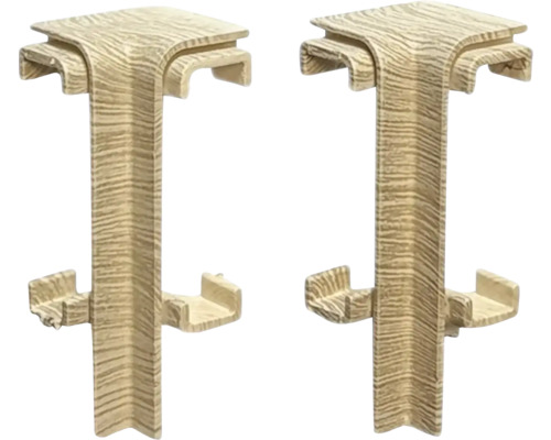 Vnitřní roh soklové lišty SPC Jasper Dva rohové kusy z plastu s dřevěnou strukturou