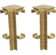 Dva rohové konektory pro panely s dekorem dřeva