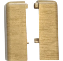 Dva spojovače soklových lišt se vzhledem dřeva