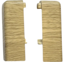 Dva zakončovací kusy soklové lišty s dřevěnou strukturou