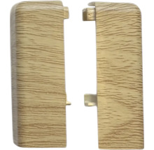 Dva zakončovací kusy pro soklové lišty s dřevěnou strukturou