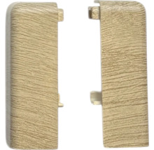 Dva rohové díly soklové lišty s dřevěnou strukturou