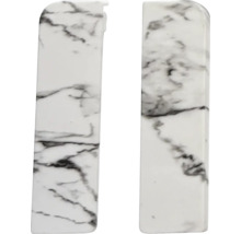 Dvě bílé obdélníkové mramorové desky