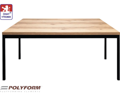 Stolový set Klasik 150 x 80 x 73 cm, tloušťka 19 mm, dřevo královské Stůl se světlou dřevěnou deskou a černým kovovým rámem