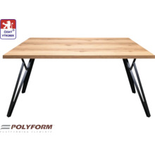 Jídelní stůl s deskou v dřevěném vzhledu a černým kovovým rámem